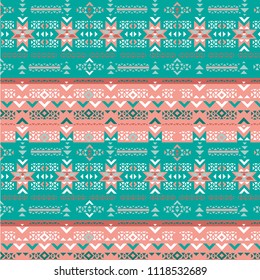 retro colors tribal vector seamless navajo pattern. aztec abstract geometric art print. ethnic hipster vector background. Wallpaper, cloth design, fabric, paper, cover, textile template.