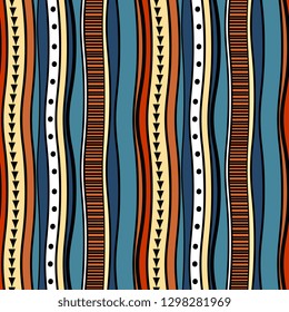 retro colors tribal vector seamless navajo pattern. aztec abstract geometric art print. ethnic hipster vector background. Wallpaper, cloth design, fabric, tissue, cover, textile template illustration.