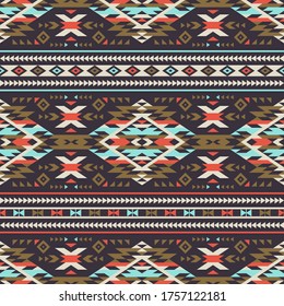 retro colors tribal vector seamless navajo pattern. aztec abstract geometric art ornament
print. Ethnic vector background. Wallpaper, cloth design, fabric, tissue, cotton, cover, textile template.
