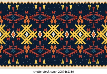 Retro colors tribal vector seamless navajo pattern. aztec abstract geometric art print. ethnic hipster vector background