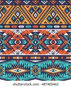 retro colors tribal vector seamless navajo pattern. aztec abstract geometric art print. ethnic hipster vector background. Wallpaper, cloth design, fabric, paper, cover, textile template.