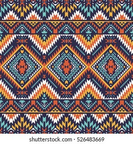 retro colors tribal vector seamless navajo pattern. aztec abstract geometric art print. ethnic hipster vector background. Wallpaper, cloth design, fabric, paper, cover, textile template.