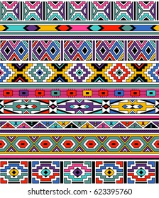 retro colors tribal vector seamless ndebele pattern. aztec abstract geometric art print. ethnic navajo vector background. Wallpaper, cloth design, fabric, paper, cover, textile template