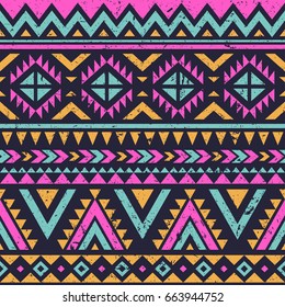 retro colors tribal vector seamless navajo pattern. aztec abstract geometric art print. ethnic hipster vector background. Wallpaper, cloth design, fabric, tissue, cover, textile template.