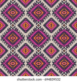 retro colors tribal vector seamless navajo pattern. aztec abstract geometric art print.  ethnic hipster vector background. Wallpaper, cloth design, fabric, tissue, cover, textile template.