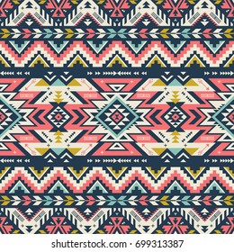 retro colors tribal vector seamless navajo pattern. aztec abstract geometric art print. ethnic vector background. Wallpaper, cloth design, fabric, tissue, cover, textile template.