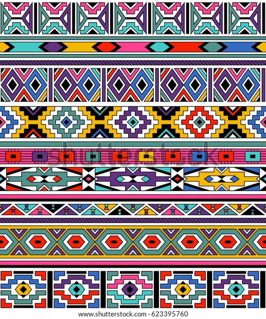Retro Colors Tribal Vector Seamless Ndebele Stock Vector (Royalty Free