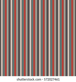 Retro colors vertical stripes abstract background. Thin slanting line wallpaper. Seamless pattern with simple classic motif. Digital paper for scrapbook, textile print, page fill. Vector illustration