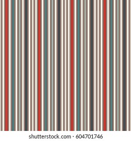 Retro colors vertical stripes abstract background. Thin slanting line wallpaper. Seamless pattern with simple classic motif. Digital paper for scrapbook, textile print, page fill. Vector illustration
