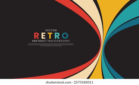 Retro colors wave lines 70s background.Colorful background with wavy lines and vibrant design elements.