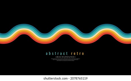 Colores retro agitar líneas de fondo abstracto. Vintage años 70 con rainbow colorido. Ilustración vectorial.