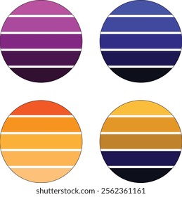 Retro colour sunset ready to use