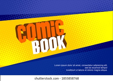Retro comic background halftone dots, with Line cartoon pop art style. Vector illustration on blue