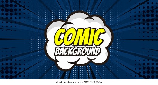 Retro comic background halftone dots, with cloud cartoon pop art style. Vector illustration