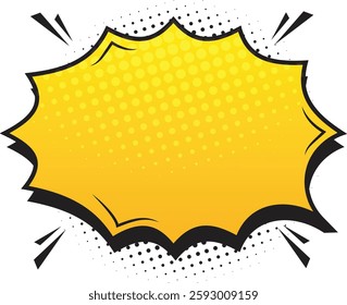Retro comic background with pop art vintage style. Yellow comic speech bubble. Comic speech bubble isolated on white background
