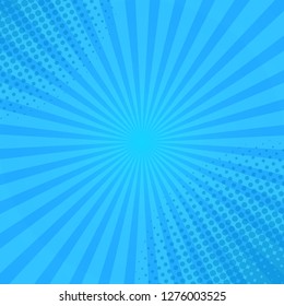 retro comic blue background with halftone effect, vector illustration.