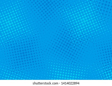 Retro comic blue background halftone dots. Vector illustration in pop art style