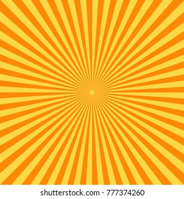 Retro comic book background. Vintage yellow sun rays. Pop art style. Vector