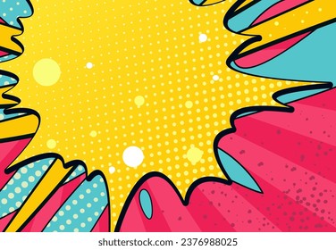 Libro de historietas retro, mancha de voz en blanco sobre un fondo colorido con medio tono. Estilo pop artístico, vintage. Vector