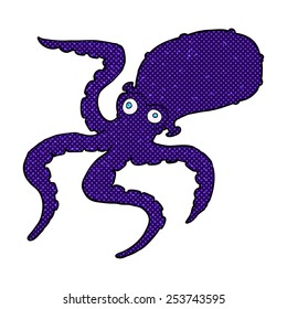 retro comic book style cartoon octopus