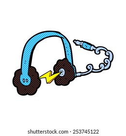 retro comic book style cartoon headphones