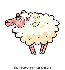 retro comic book style cartoon dirty sheep