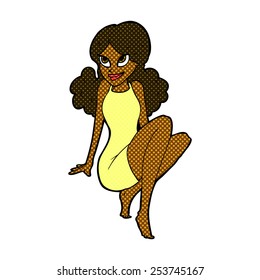 retro comic book style cartoon attractive woman posing