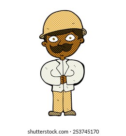 retro comic book style cartoon man in safari hat