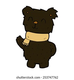 retro comic book style cartoon waving black bear