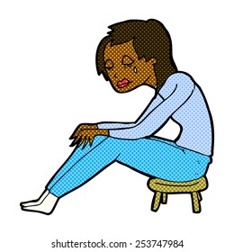 retro comic book style cartoon crying woman