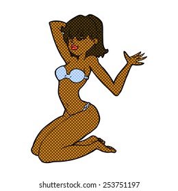 retro comic book style cartoon sexy bikini girl