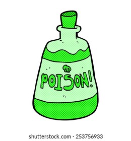 retro comic book style cartoon bottle of poison