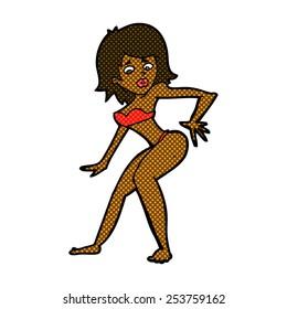 retro comic book style cartoon woman in bikini