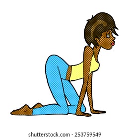 historieta estilo retro caricatura mujer sexy en todos los cuatro