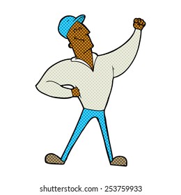 retro comic book style cartoon man striking heroic pose