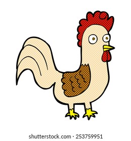 retro comic book style cartoon rooster