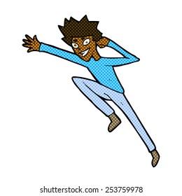 retro comic book style cartoon jumping man