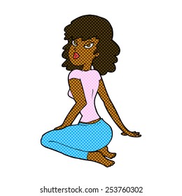 retro comic book style cartoon pretty woman
