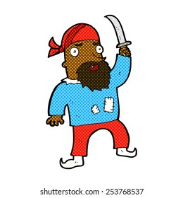 pirata de dibujos animados estilo libro de historietas retro