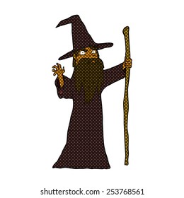 retro comic book style cartoon spooky wizard