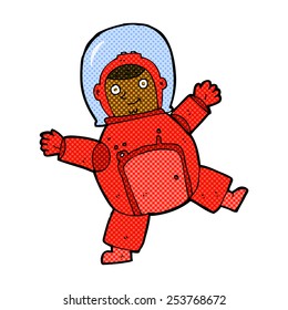 retro comic book style cartoon astronaut