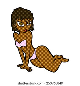 retro comic book style cartoon sexy woman in underwear
