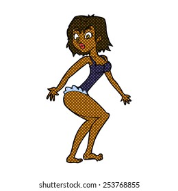 retro comic book style cartoon woman in lingerie