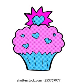 retro comic book style cartoon love heart cupcake
