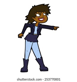 retro comic book style cartoon woman pointing