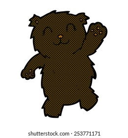 retro comic book style cartoon waving black bear