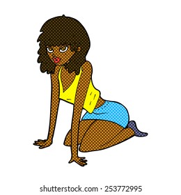 retro comic book style cartoon woman in sexy pose