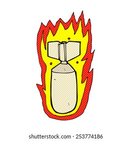 caricatura de estilo retro de historieta flameando bomba