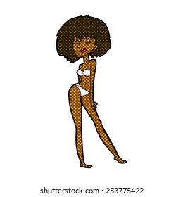 retro comic book style cartoon woman in bikini