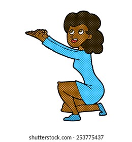 Retro Comicbuch Stil Cartoon Frau Präsentation Geste